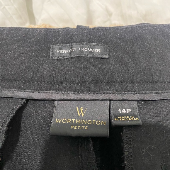 Worthington Women's Pants Size 14 Petite perfect Trouser Leg Stretch Black - Picture 3 of 3